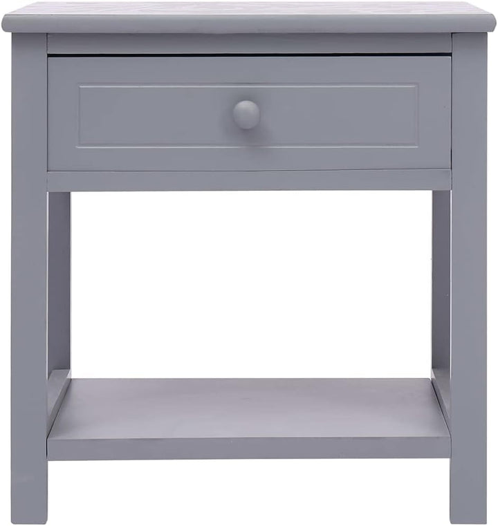 FIRBNUS Bedside Table Nachtkonsole Night Stand Nachttische 2er Set Grau 40x29x42 cm Paulownia Holz B