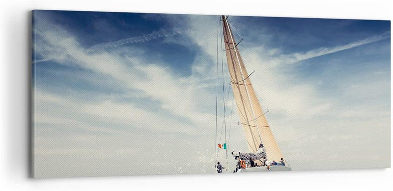 Wandbilder Dekoration Wohnzimmer Segeln Yacht Reise Panorama Bilder auf Leinwand 120x50cm Leinwandbi