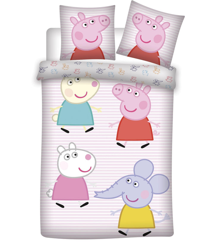 Peppa Pig Kinderbettwäsche-Set in Junior-Grösse | Bettdeckenbezug 100x135 cm + Kopfkissenbezug 40x60