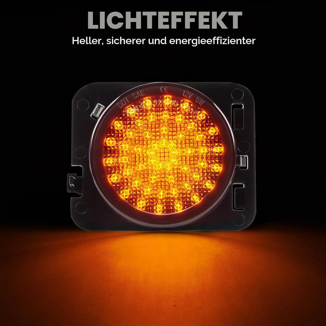 LED Blinker Seitenblinker für Jeep Wrangler JK 2007-2015, Blinker mit Canbus Fehlerfrei,Schwarz, Wra
