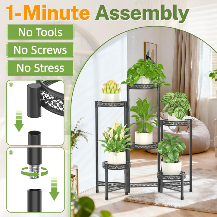 iDavosic.ly Pflanzenständer Metall mit 6 Etagen, Blumenständer Pflanzenregal Blumenregal Indoor Outd