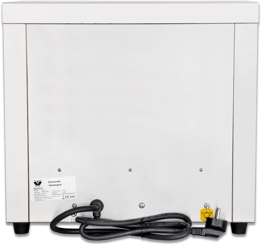 Beeketal 'BSP-1' Profi Gastro Salamander Grill Überbackgerät aus Edelstahl mit 2 Gitter, 5-30 Minute