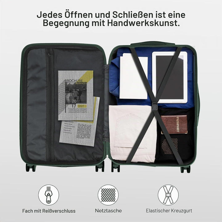 LALAHO Kofferset 4 teilig Hartschale, Reisekoffer mit Rollen Gross, Koffer Set 4 Stück aus ABS, Hand