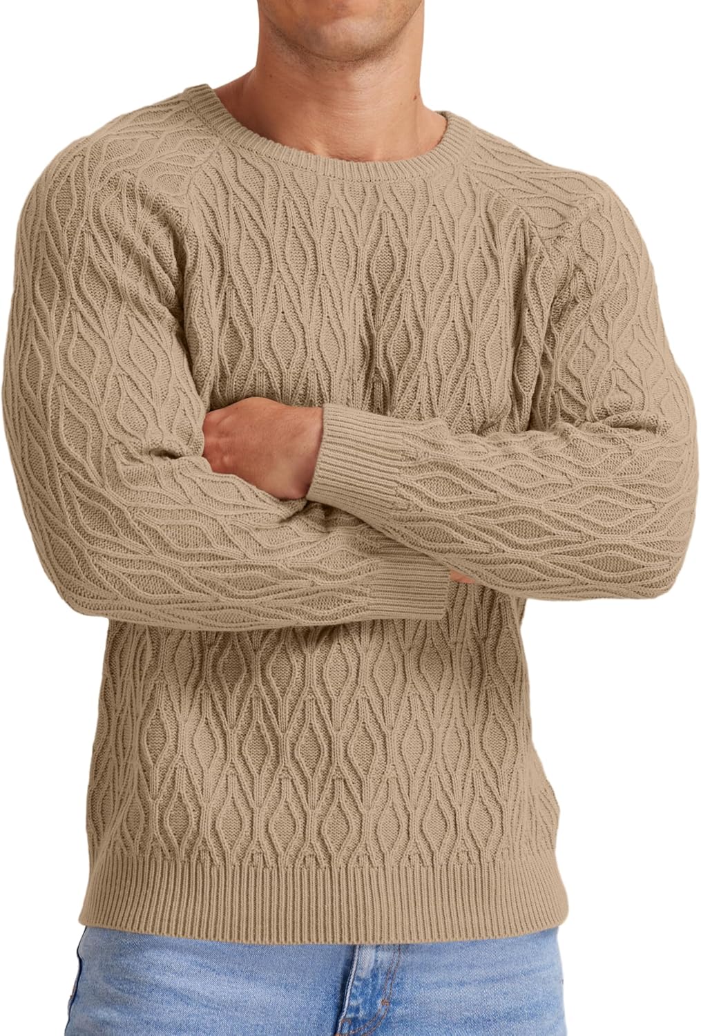 Sailwind Herren Strickpullover Zopfstrick Rundhalsausschnitt Warm Langarmpullover Herren Tops Winter