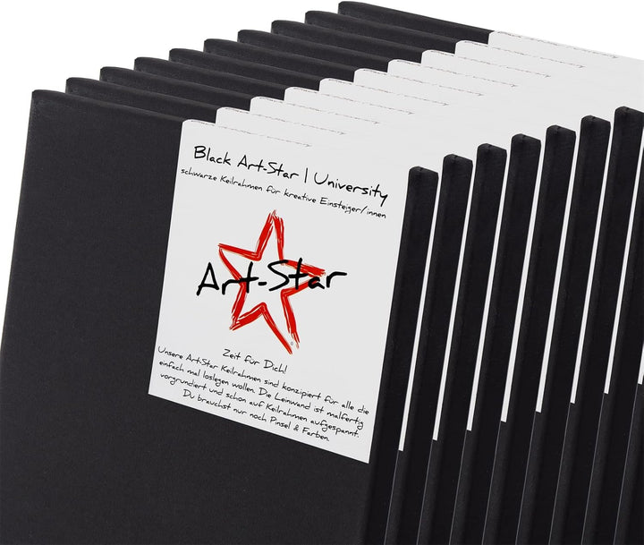 Art-Star 10x University Black KEILRAHMEN 20x20 cm | Schwarze Leinwände auf Keilrahmen 20x20 cm | Lei