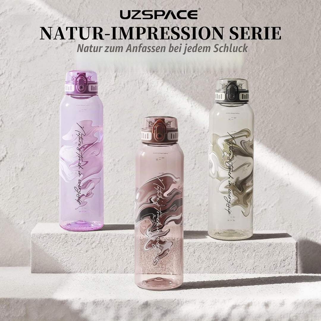 UZSPACE Trinkflasche Sport 1L, Tritan Bpa-Frei Trinkflasche Auslaufsicher mit Einhandbedienung, Kohl