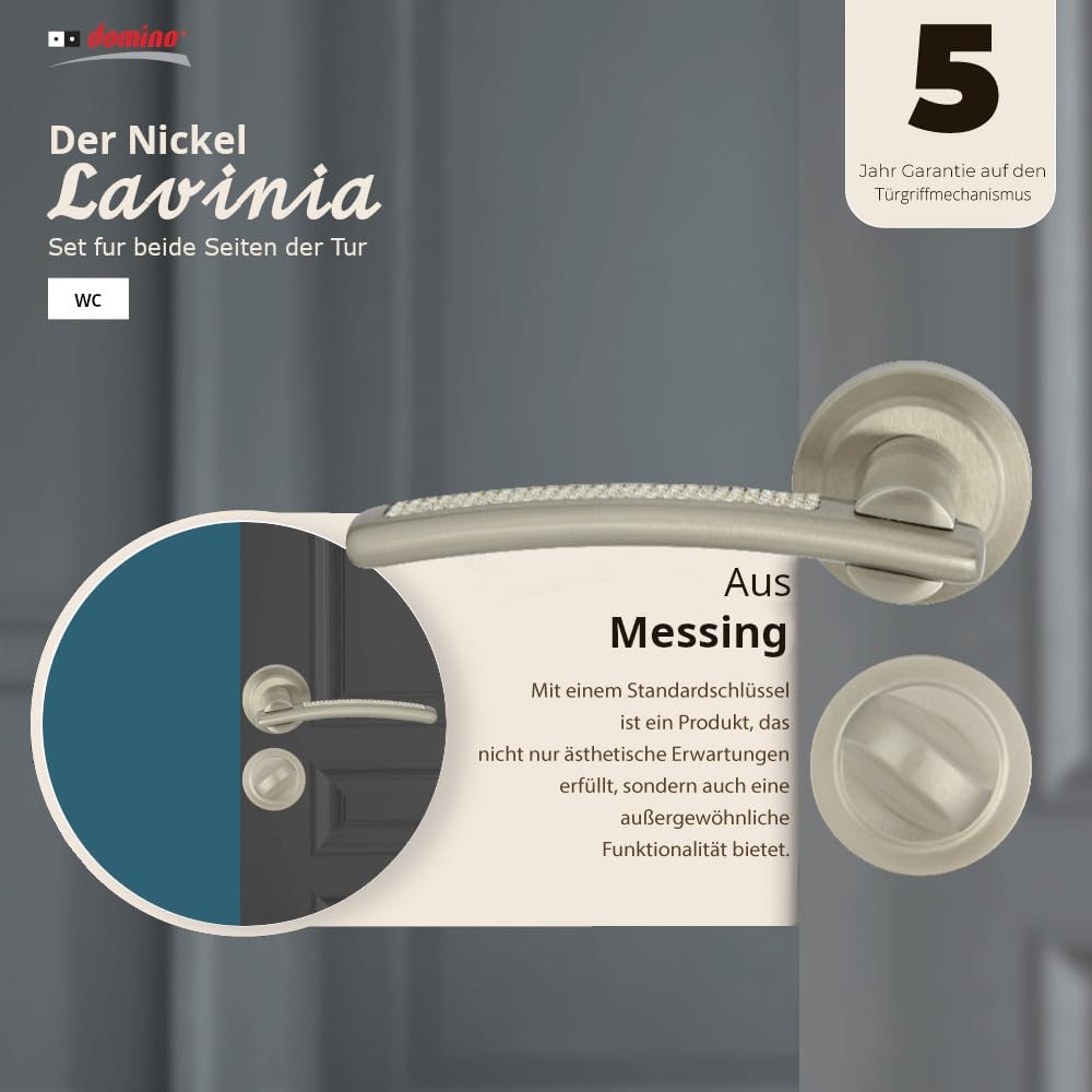 domino Türgriff LAVINIA-R M9 WC-Bad Drückergarnitur für Zimmertüren Türdrücker-Set Rosetten-Garnitur