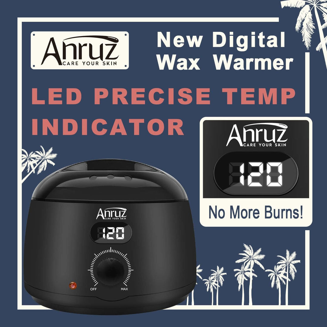 ANRUZ Waxing Set- Digital Wachswärmer Wachs Haarentfernung mit 500g Wachsperlen, ein Vor und Nachbeh