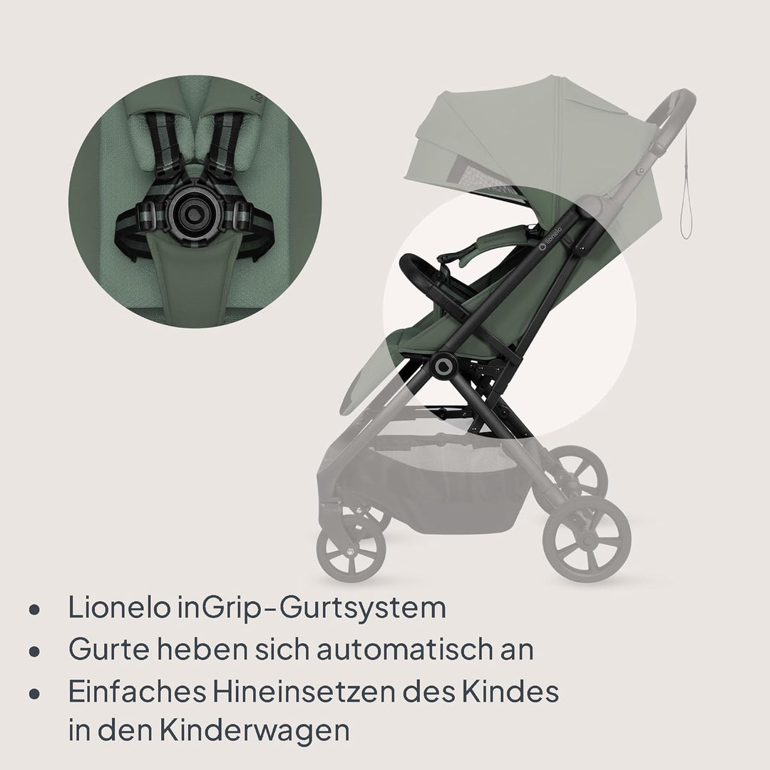 Lionelo Tansi Reisebuggy bis 22 kg, 6 Monate–4 Jahre, Kompakt Faltbar mit Einhand Auto Folding, Grav