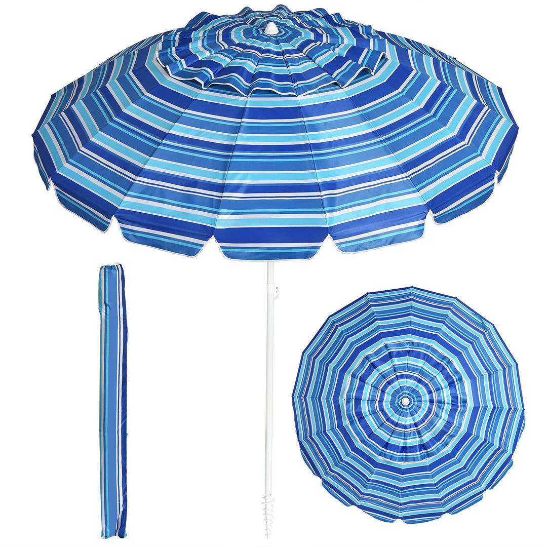 GOPLUS Strandschirm, Sonnenschirm um 30° knickbar, Gartenschirm UV 50+, Tischschirm mit Bodenhülse,