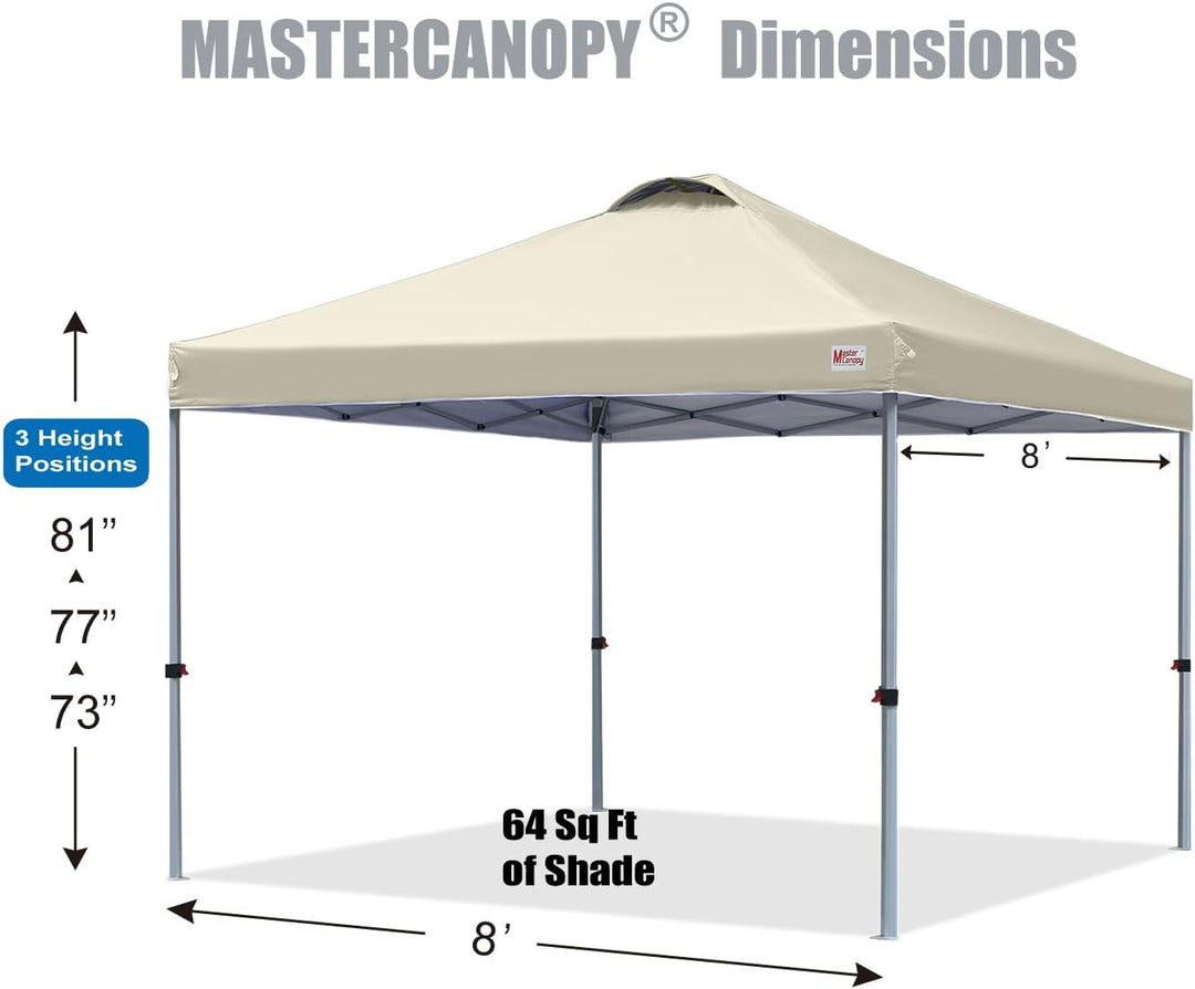 MasterCanopy 2,5 x 2,5 m Pop-up-Pavillon Faltpavillon Festzelt mit Entlüftung für Markt, Garten, Eve