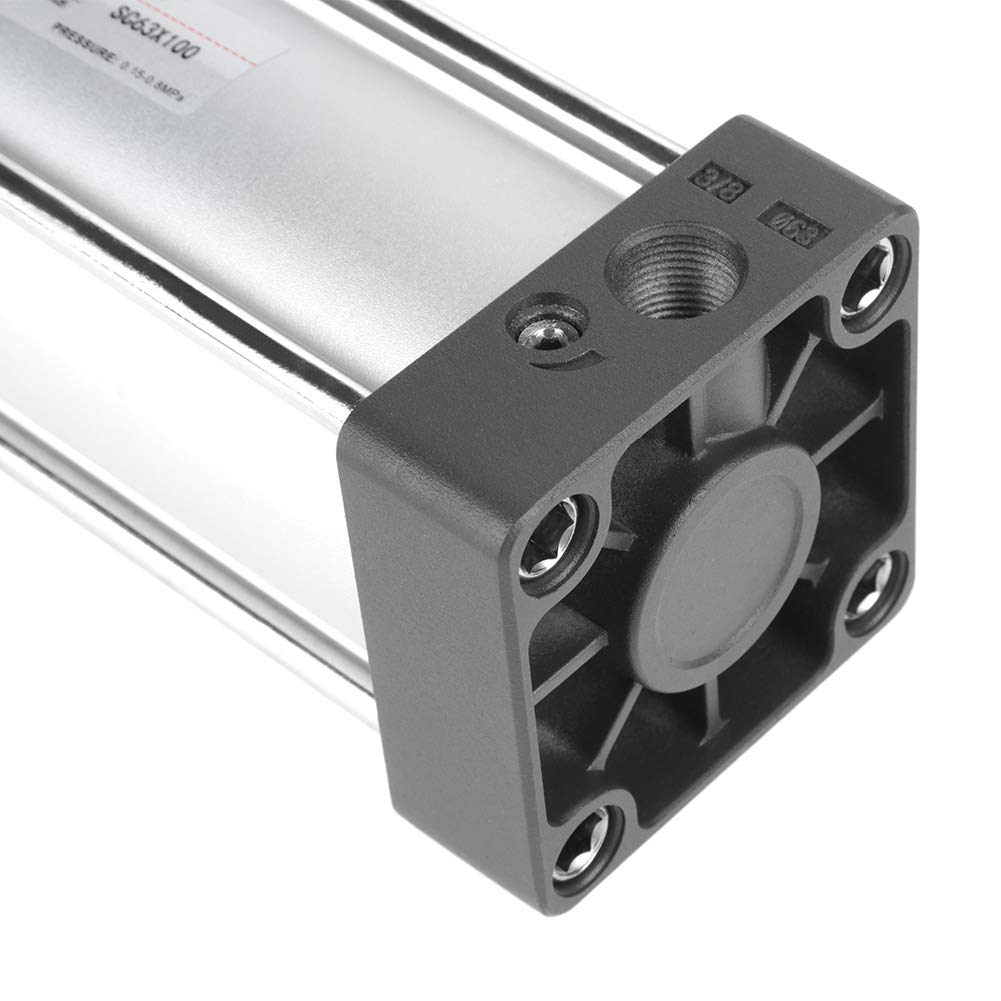 Pneumatischer Luftzylinder, Aluminiumlegierung 100mm Hub 63mm Bohrung Geschraubte Kolbenstange Pneum