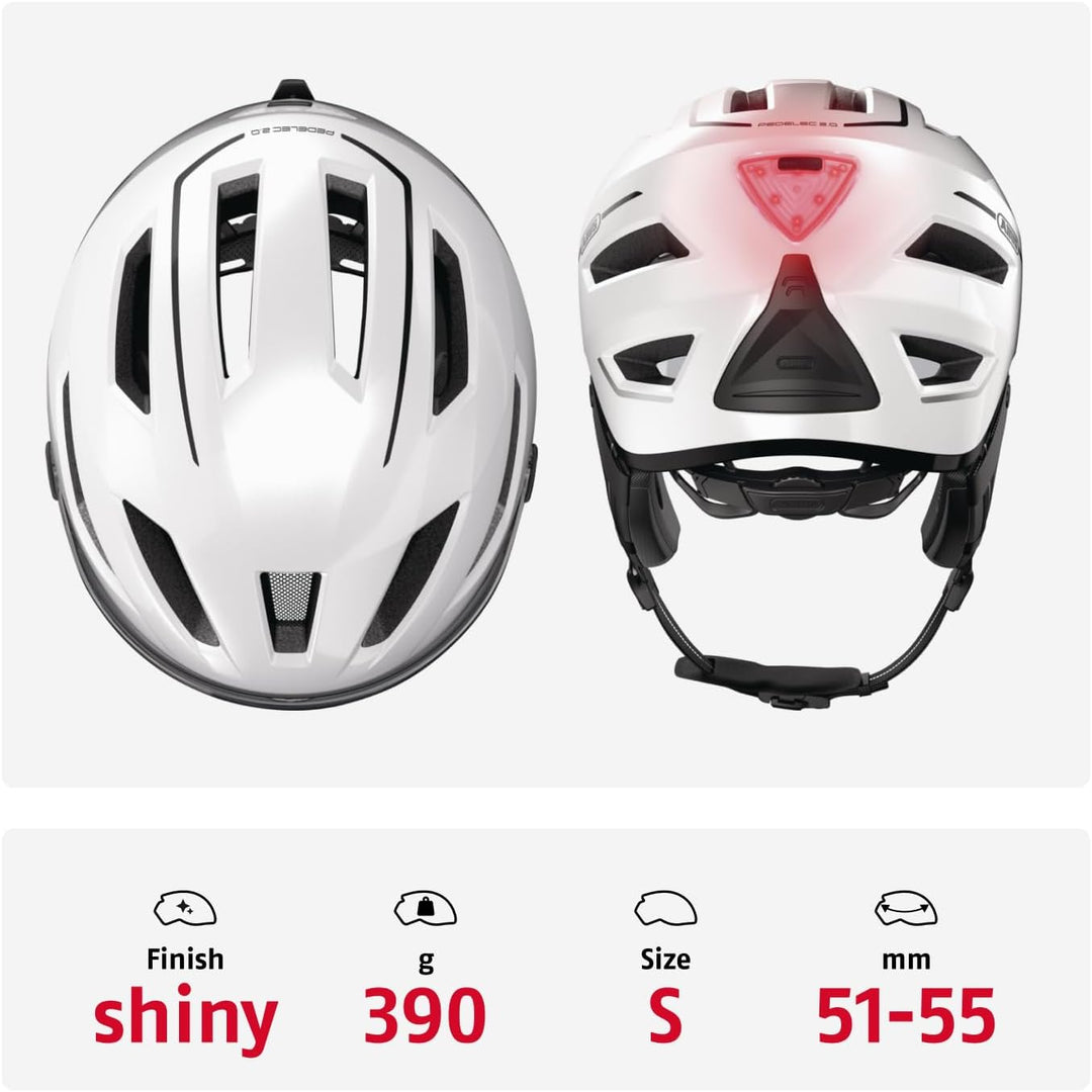 ABUS Stadthelm Pedelec 2.0 ACE - Fahrradhelm mit Rücklicht, Visier, Regenhaube, Ohrenschutz - für Da