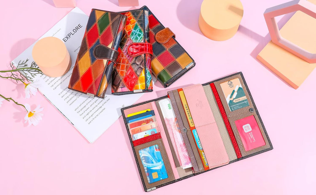 Eysee Portmonee Damen Gross aus Echtleder, Brieftaschen Geldbörse Damen mit Kartenfächer und Fotofen