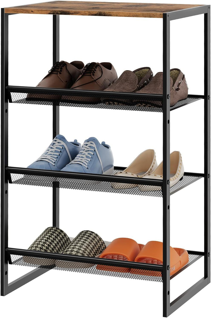 Huhote Schuhregal 4 Ebenen, Schuhständer Metall, Schuhregal Klein, Schuh-Organizer, Schuhaufbewahrun