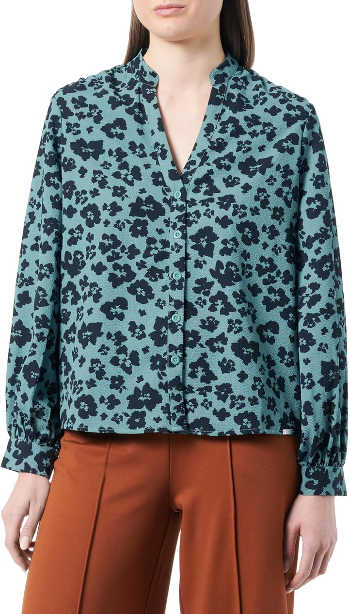 s.Oliver Damen Bluse Langarm, Blue Green
