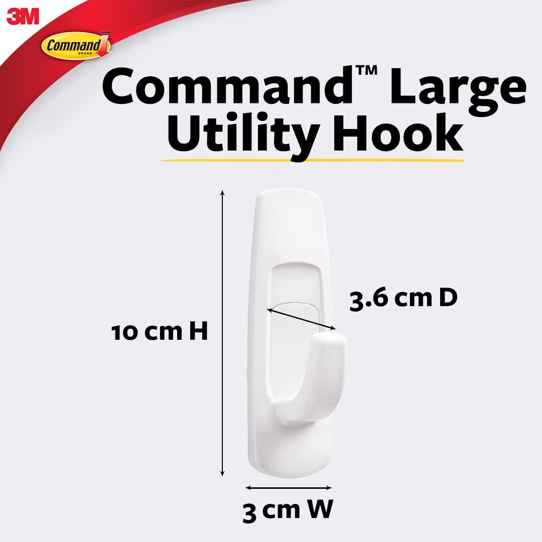 Command 17003ES Haken, gross, Weiss, 1 Haken, 2 Streifen, 17003 6 Hooks Weiss, 6 Hooks Weiss