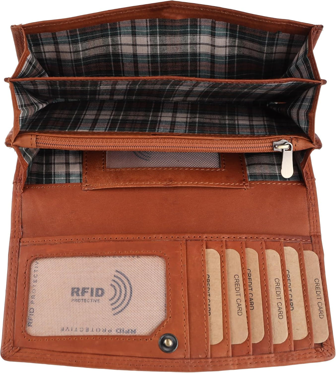 Benthill Damen Geldbörse Gross Echt Leder | Grosses Portemonnaie XXL mit RFID Schutz | Vintage Echtl