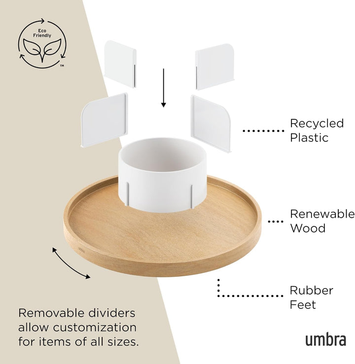 Umbra Bellwood Drehbarer Organizer, Lazy Susan Drehteller, Weiss/Natur, Lazy Susan