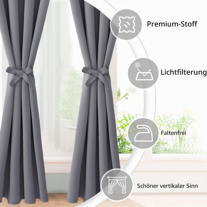 JIUZHEN Blickdicht Vorhänge Gardinen Ösenvorhang für Schlafzimmer Wohnzimmer,Grau Verdunkelungsvorha