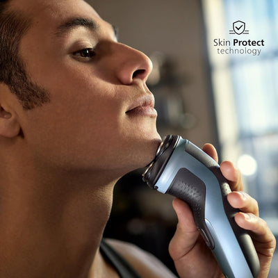 Philips Shaver Series 3000X – Elektrischer Nass- und Trockenrasierer für Männer in Himmelblau, mit S