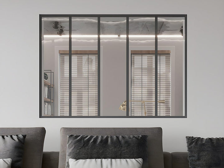 Vente-unique - Atelier-Glaswand - 150 x 105 cm - thermolackiertes Aluminium - Schwarz - Bayview