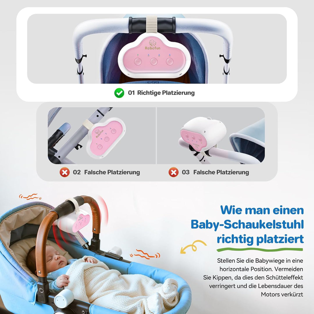 Robofun Kinderwagenschaukler - 2025 Das Original-Schlafhilfe für Babys, 5 Einstellbare Weiss 8, Weis