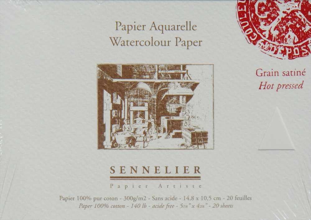 Sennelier Aquarellpapier, 36 x 26 cm, 20 Blatt, 300 g/m², heissgepresst, säurefrei