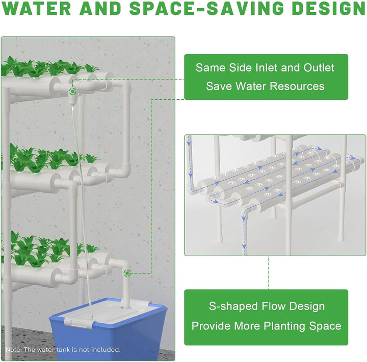 Futchoy Hydroponic Grow Kits 3 Schichten 108 Standorte Gemüse Blumen Hydroponics-System Gemüsewerkze