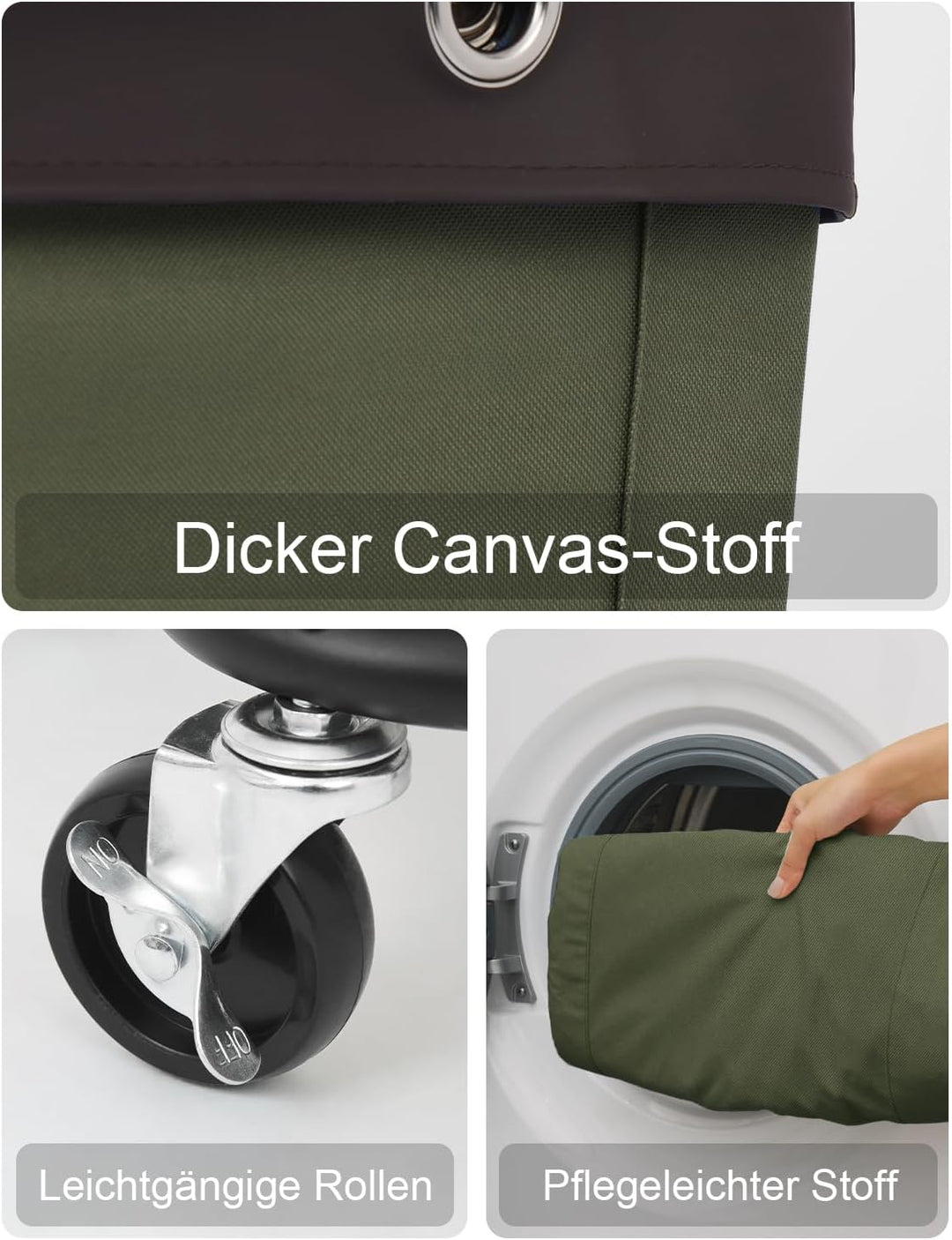 StorageWorks 160 L Wäschesammler mit Rädern, grosser Wäschekorb mit Rollen für Wäsche, Wäschewagen m