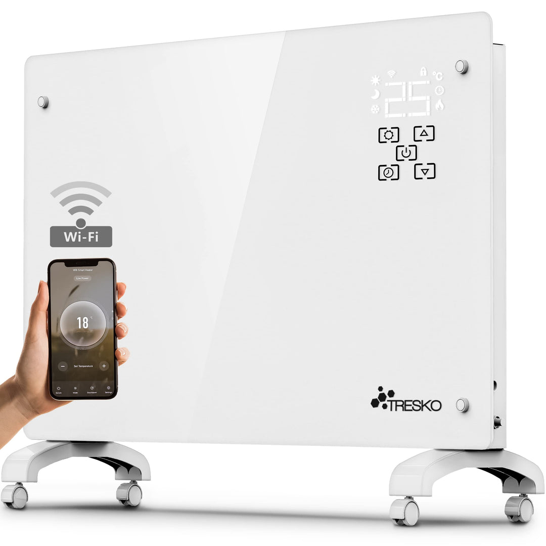 TRESKO® Glaskonvektor 1500W APP WiFi Funktion | Elektroheizung Glasheizung elektrisch | Konvektor He