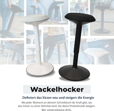 Backerz ergonomischer Wackel-Hocker - Bürohocker mit 40-60 cm Höhenverstellbar, Stehhocker, Arbeitsh