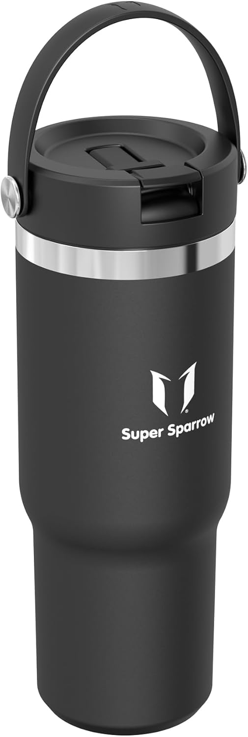 Sparrow Trinkflasche Edelstahl - Twistpath Thermosflasche mit Flex-Strohhalmdeckel - 900ml - BPA-fre