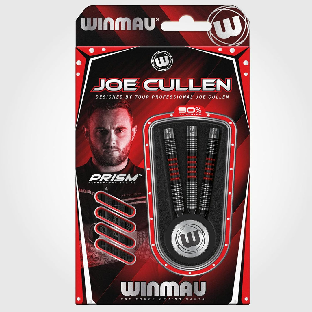 WINMAU Joe Cullen 18 Gram Tungsten Softip Darts Set with Prism Flights and Shafts (Stems)