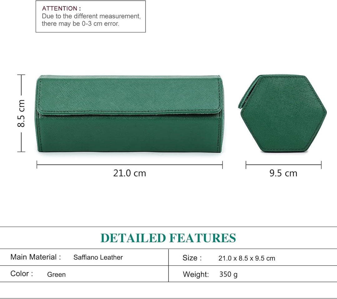 Hiram Hexagon Uhr Roll Case Leder Sechseck 3 Uhr Travel Case Uhren Aufbewahrungsbox Schutz Organizer