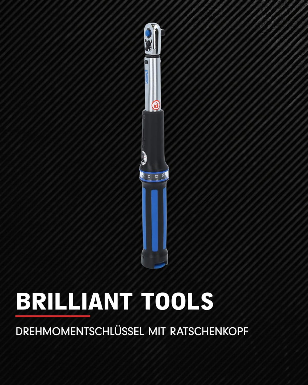 BRILLIANT TOOLS Ratschen Drehmomentschlüssel 1/4 Zoll mit Umschalt-Ratschenkopf BT141906 I 1-25 Nm I