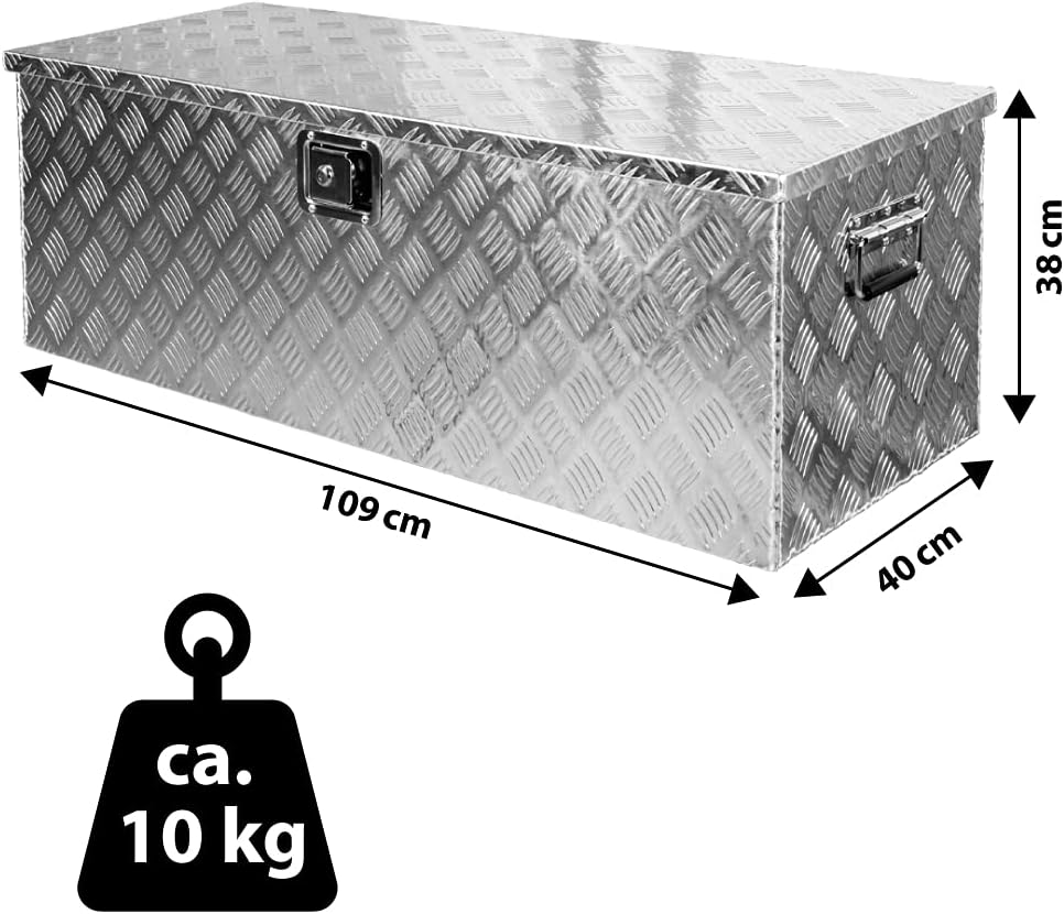 Trucky Truckbox, Deichselbox Aluminium, Anhängerbox 15 Grössen, Werkzeugkiste mit Schloss und Schlüs