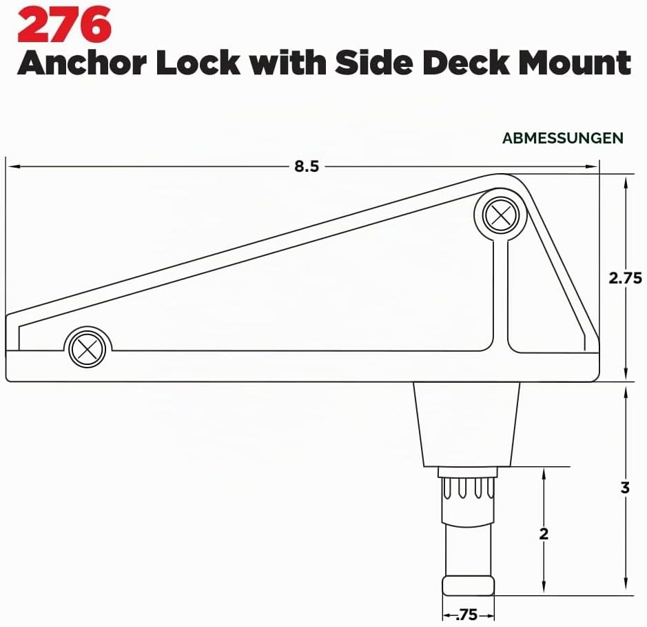 Scotty #276 Ankerschloss mit #241 Seitendeck-Halterung, schwarz, Schwarz