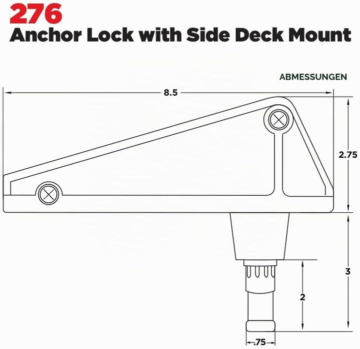 Scotty #276 Ankerschloss mit #241 Seitendeck-Halterung, schwarz, Schwarz