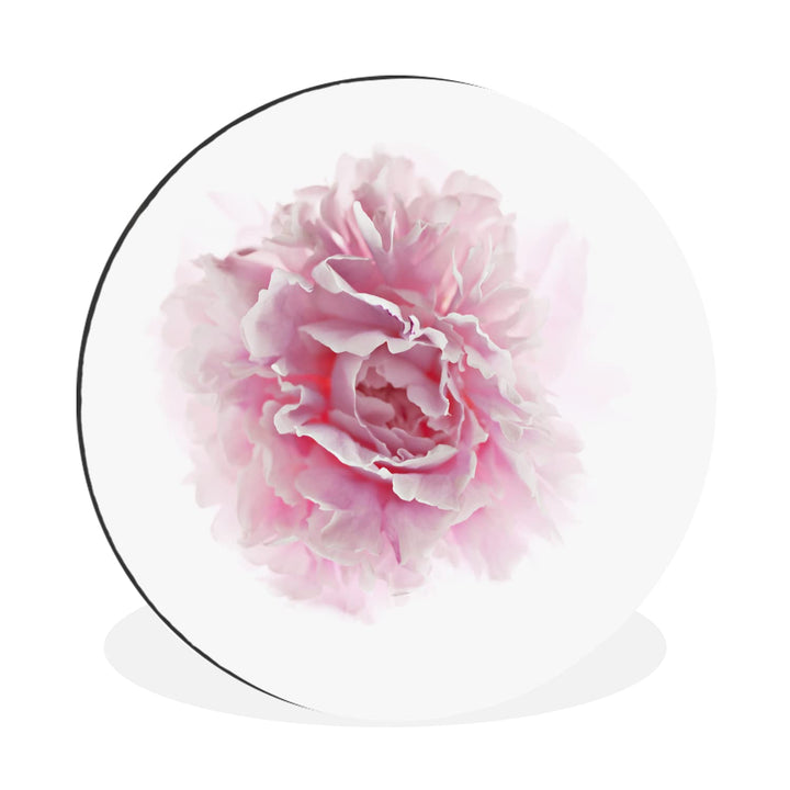 MuchoWow Wandbild Rund Wanddeko Deko Wohnzimmer Bilder 60x60 cm Draufsicht auf eine rosa Pfingstrose