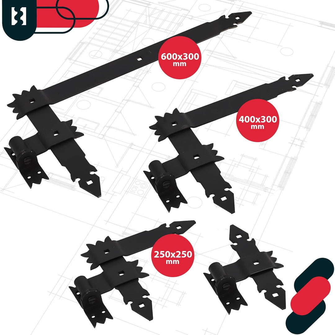 KOTARBAU® 4tlg.Winkelbänder 250 x 250 mm Geschmiedet Antik für Fensterladen Tore Garagen, 250 x 250