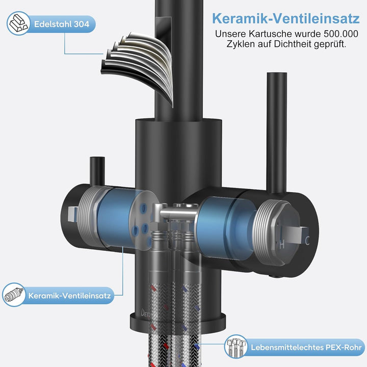 3 Wege Küchenarmatur Küche, Wasserfilter Wasserhahn für Trinkwasser Küchenspüle, Trinkwasserhahn mit