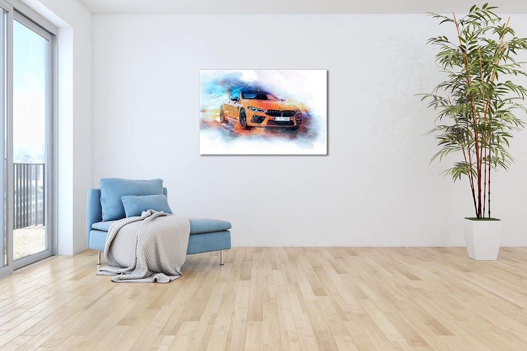 deyoli küstlericher Sportwagen Format: 80x60 als Leinwandbild, Motiv fertig gerahmt auf Echtholzrahm
