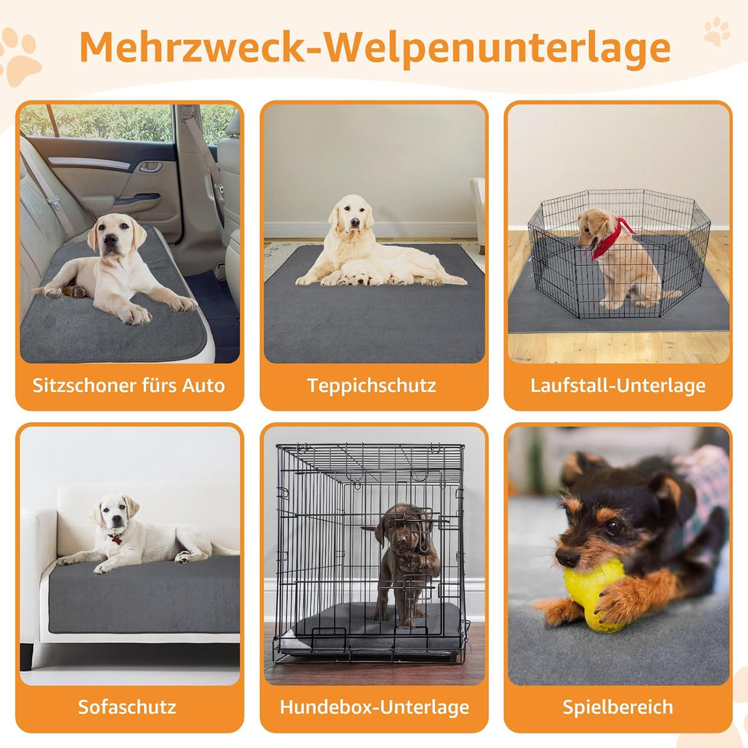 2er Waschbare Welpenunterlagen, 90*60cm Schnell absorbierendes Haustier-Training Pad für Welpen, ält