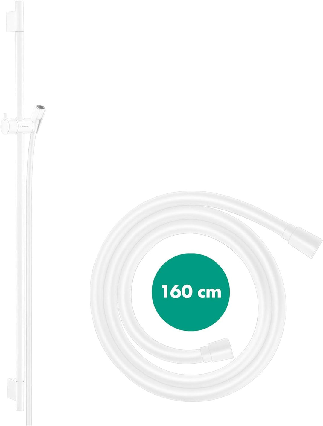 hansgrohe Duschstange Unica' S Puro 0,65m mit Brauseschlauch 1,60m, Mattweiss Mattweiss 0,65m Set mi
