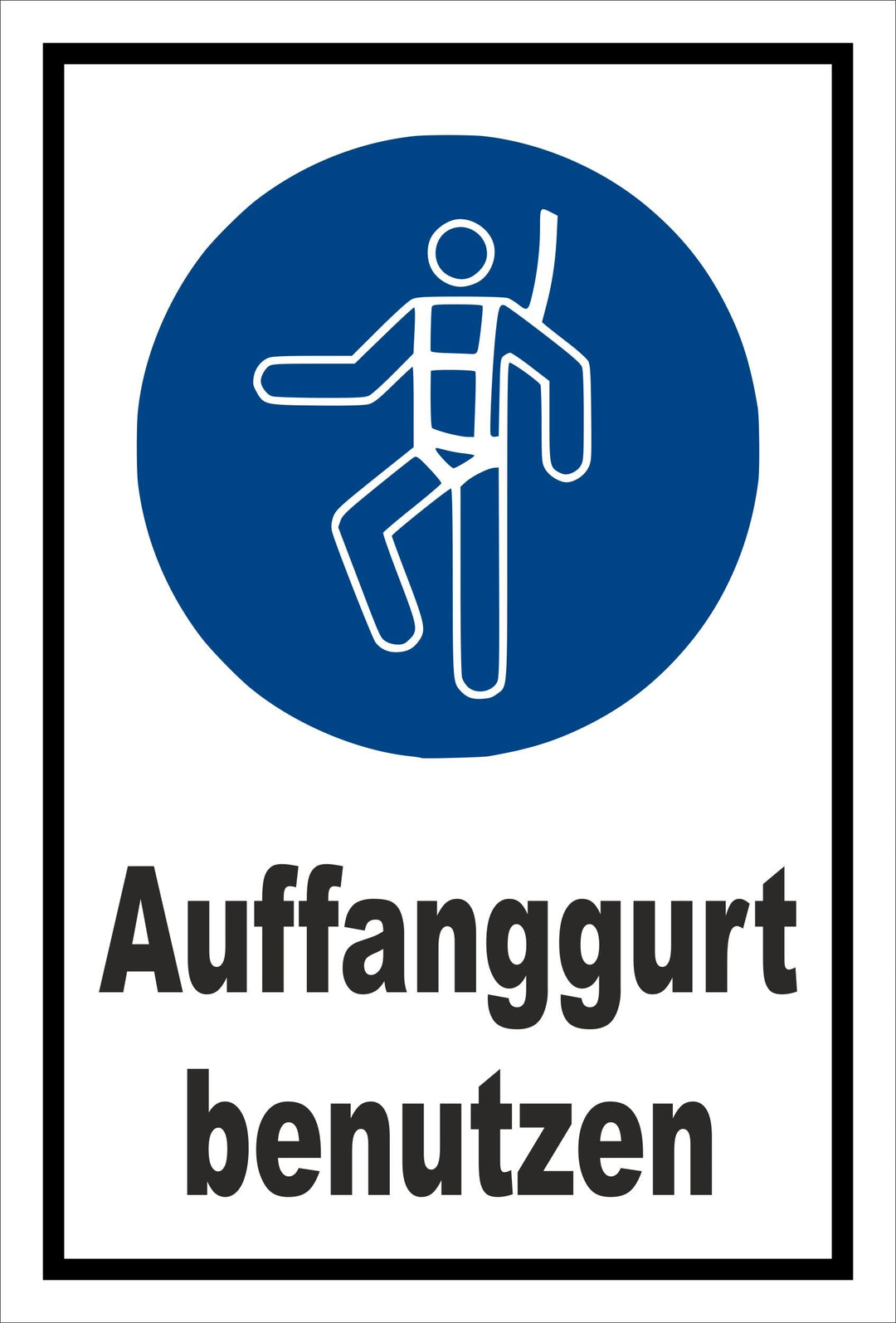 Schild - Gebots-zeichen - Auffang-gurt benutzen - entspr. DIN ISO 7010 / ASR A1.3 – 60x40cm mit Bohr