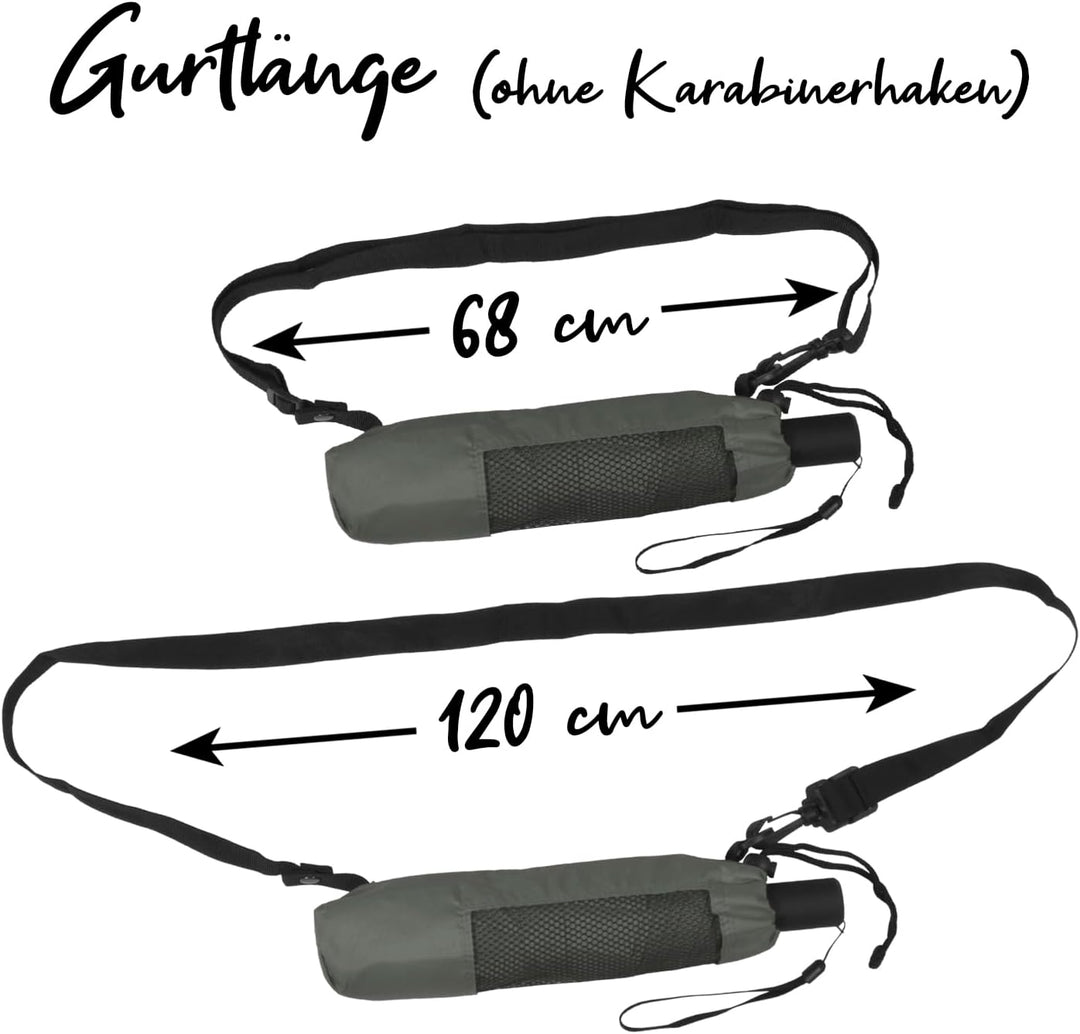 iX-brella Trekking XL Taschenschirm 115 cm gross mit Umhängetasche grey, grey