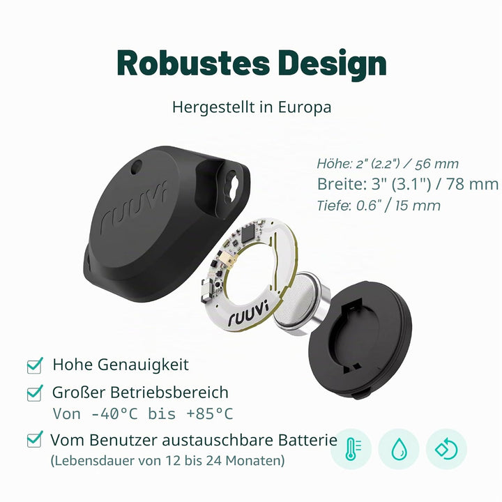Ruuvi Tag Pro IP67 Temperatur-, Luftfeuchtigkeits- und Bewegungssensor-Tag