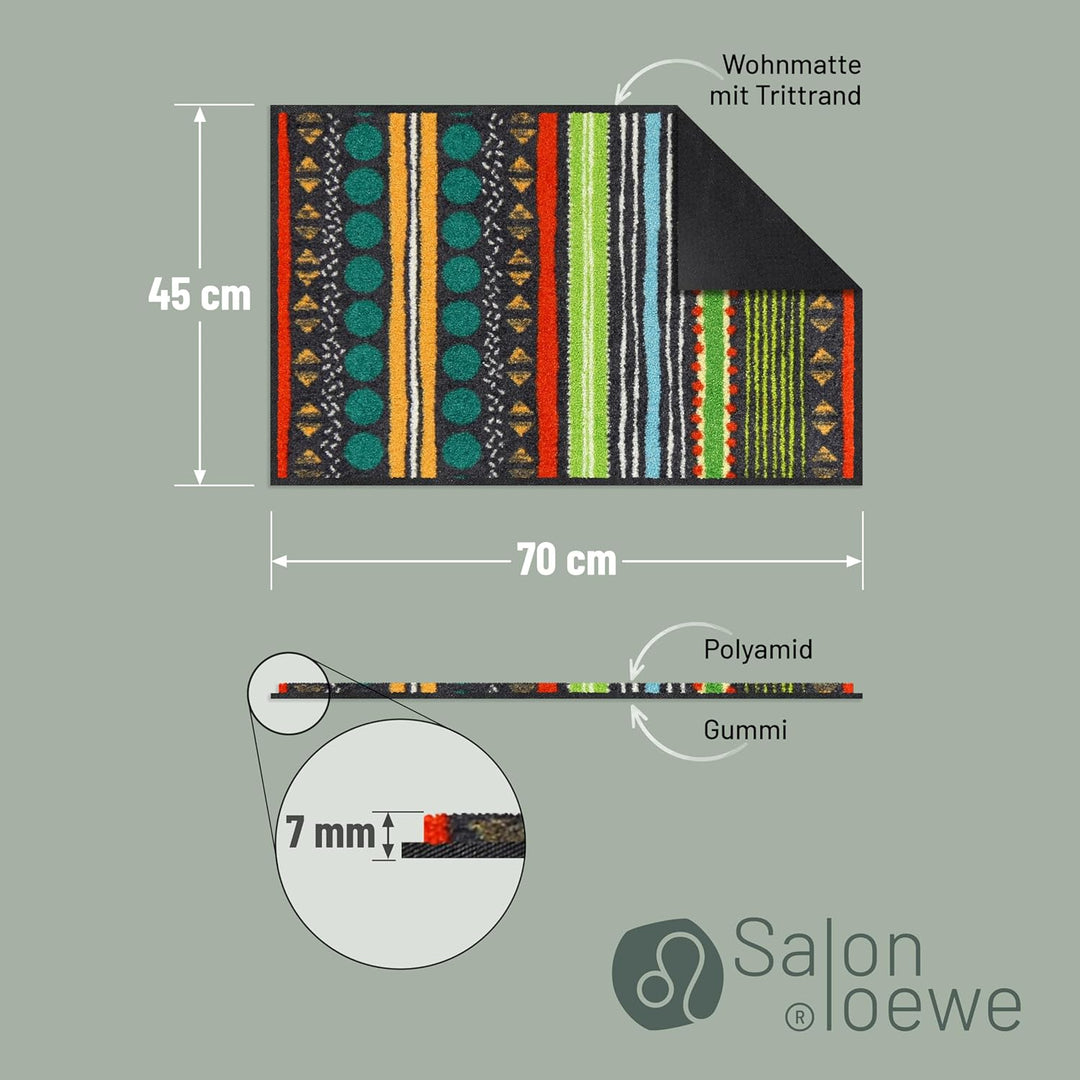 Salonloewe Fussmatte Stripes Composite Colourful 045x070 cm Fussabtreter Sauberlaufmatte draussen Fu