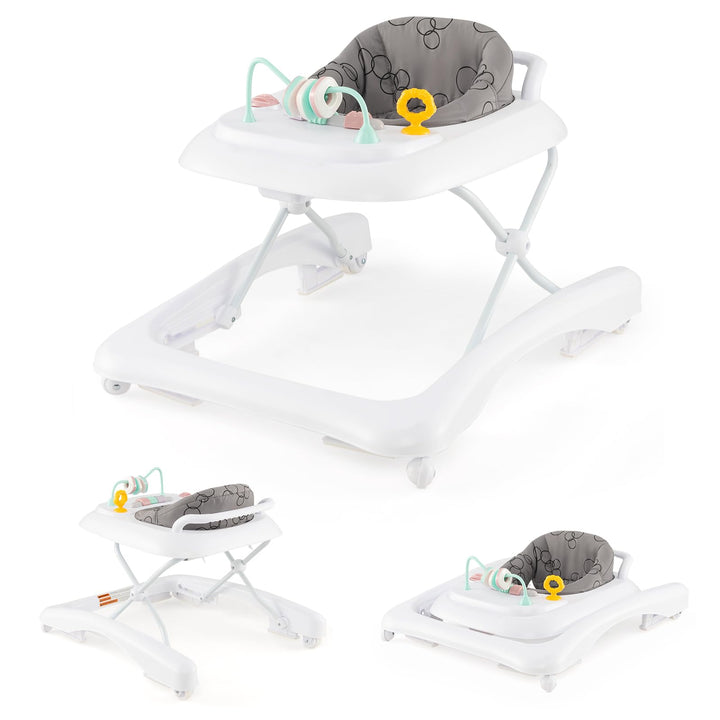 GOPLUS Baby Walker, 2 in 1 Lauflernhilfe & Schiebewagen mit Rädern, Überrollschutz, Verstellbaren Hö